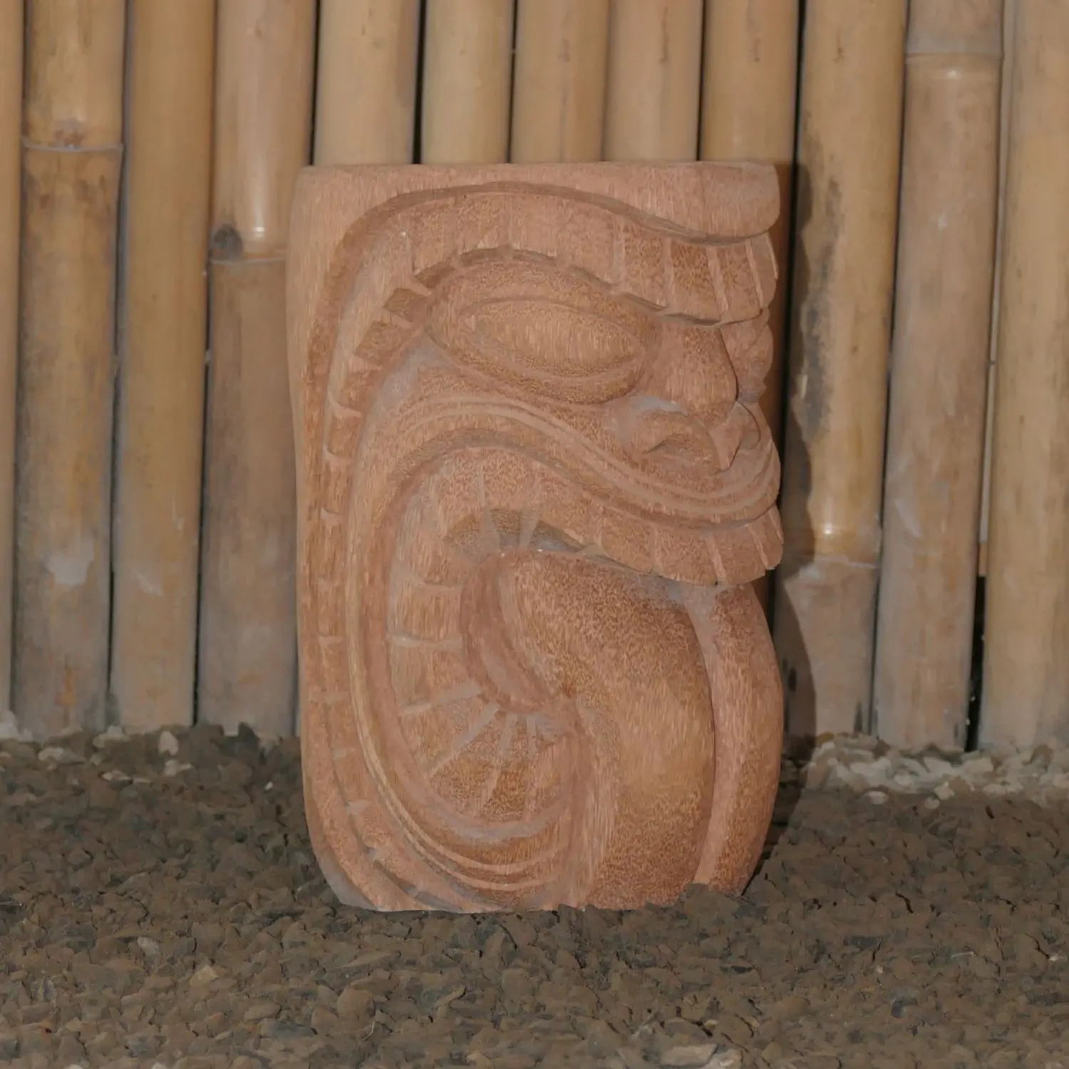  Product image 4 of the product “Tiki Statue as Stool - Polynesia style. From coconut palm 30cm Height. Approx. 22cm dia. Model 21 - Tongue out 2 ”